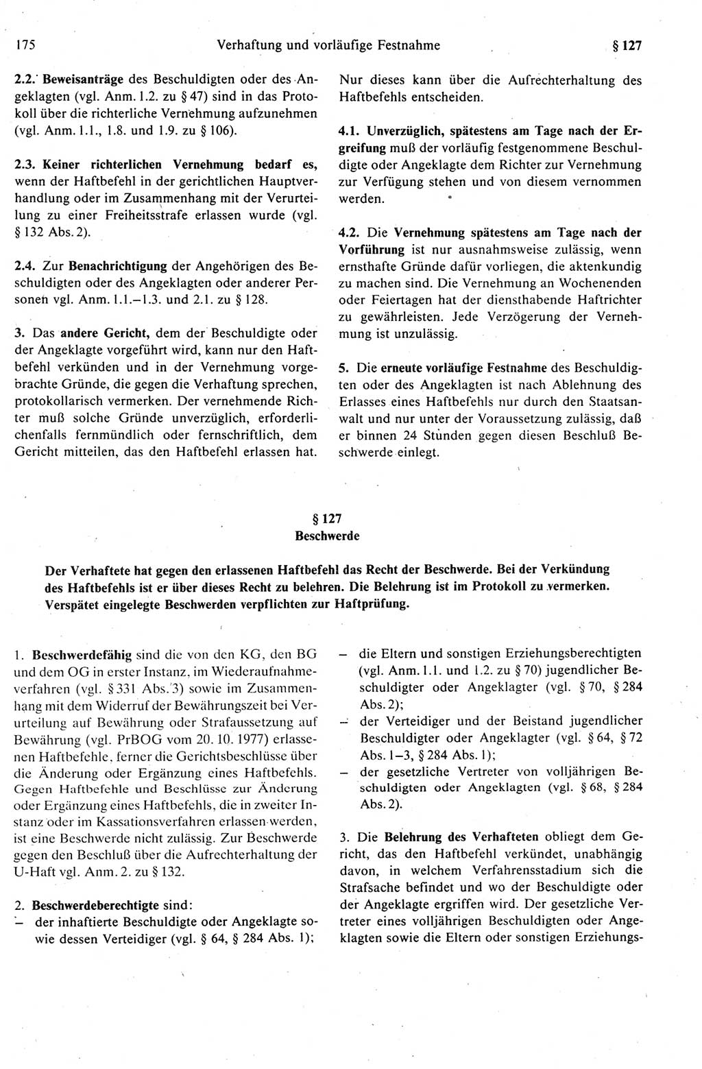 Strafprozeßrecht der DDR (Deutsche Demokratische Republik), Kommentar zur Strafprozeßordnung (StPO) 1989, Seite 175 (Strafprozeßr. DDR Komm. StPO 1989, S. 175)