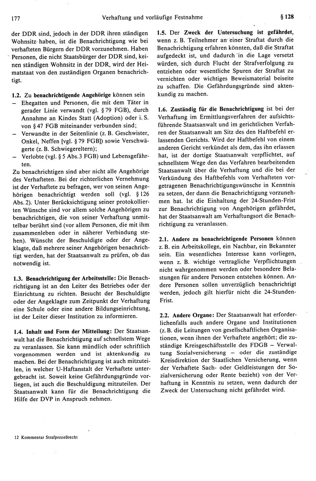 Strafprozeßrecht der DDR (Deutsche Demokratische Republik), Kommentar zur Strafprozeßordnung (StPO) 1989, Seite 177 (Strafprozeßr. DDR Komm. StPO 1989, S. 177)