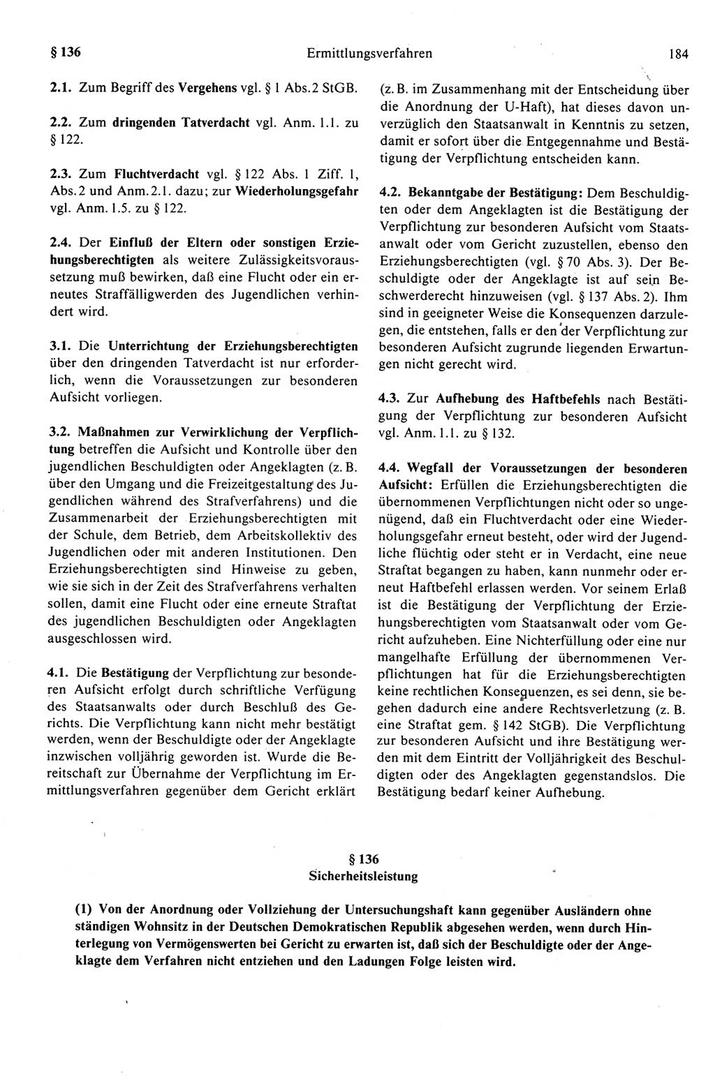 Strafprozeßrecht der DDR (Deutsche Demokratische Republik), Kommentar zur Strafprozeßordnung (StPO) 1989, Seite 184 (Strafprozeßr. DDR Komm. StPO 1989, S. 184)