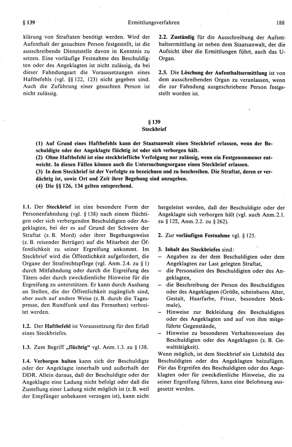 Strafprozeßrecht der DDR (Deutsche Demokratische Republik), Kommentar zur Strafprozeßordnung (StPO) 1989, Seite 188 (Strafprozeßr. DDR Komm. StPO 1989, S. 188)