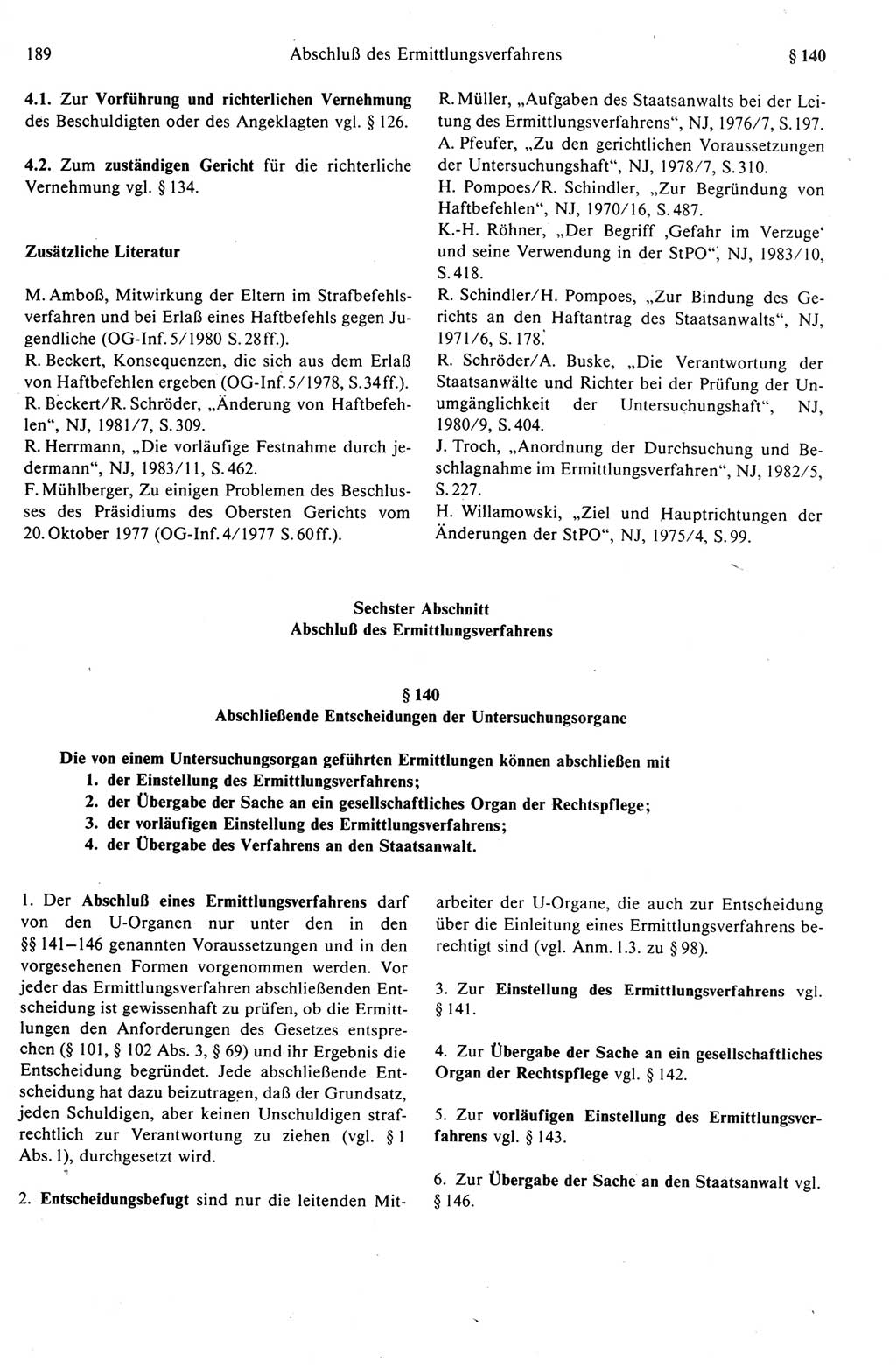 Strafprozeßrecht der DDR (Deutsche Demokratische Republik), Kommentar zur Strafprozeßordnung (StPO) 1989, Seite 189 (Strafprozeßr. DDR Komm. StPO 1989, S. 189)