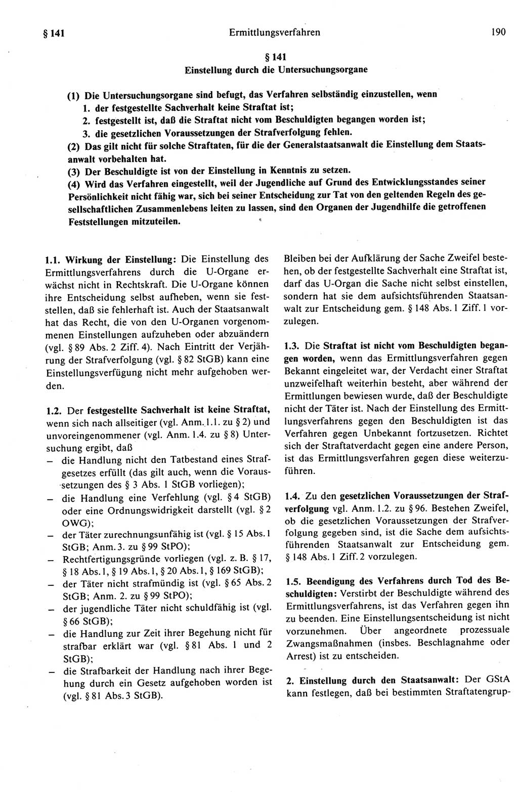 Strafprozeßrecht der DDR (Deutsche Demokratische Republik), Kommentar zur Strafprozeßordnung (StPO) 1989, Seite 190 (Strafprozeßr. DDR Komm. StPO 1989, S. 190)