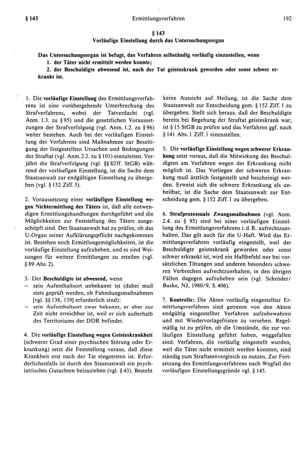 Strafprozeßrecht der DDR (Deutsche Demokratische Republik), Kommentar zur Strafprozeßordnung (StPO) 1989, Seite 192 (Strafprozeßr. DDR Komm. StPO 1989, S. 192)