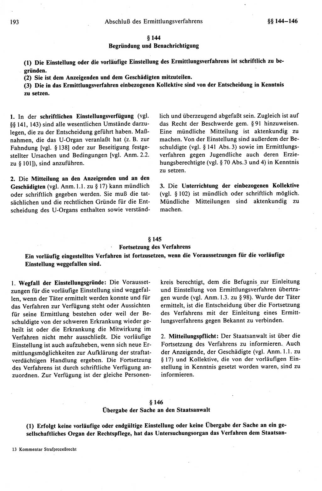 Strafprozeßrecht der DDR (Deutsche Demokratische Republik), Kommentar zur Strafprozeßordnung (StPO) 1989, Seite 193 (Strafprozeßr. DDR Komm. StPO 1989, S. 193)