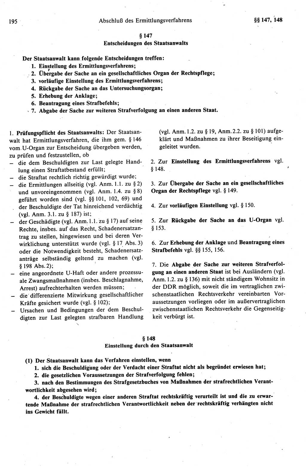 Strafprozeßrecht der DDR (Deutsche Demokratische Republik), Kommentar zur Strafprozeßordnung (StPO) 1989, Seite 195 (Strafprozeßr. DDR Komm. StPO 1989, S. 195)