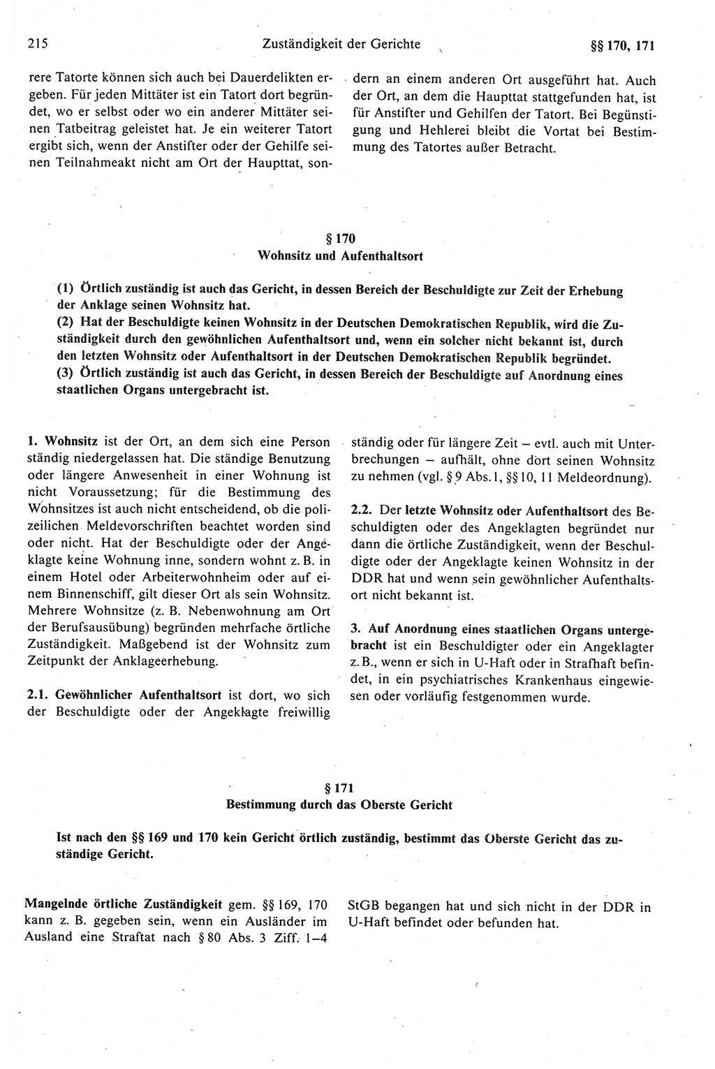 Strafprozeßrecht der DDR (Deutsche Demokratische Republik), Kommentar zur Strafprozeßordnung (StPO) 1989, Seite 215 (Strafprozeßr. DDR Komm. StPO 1989, S. 215)