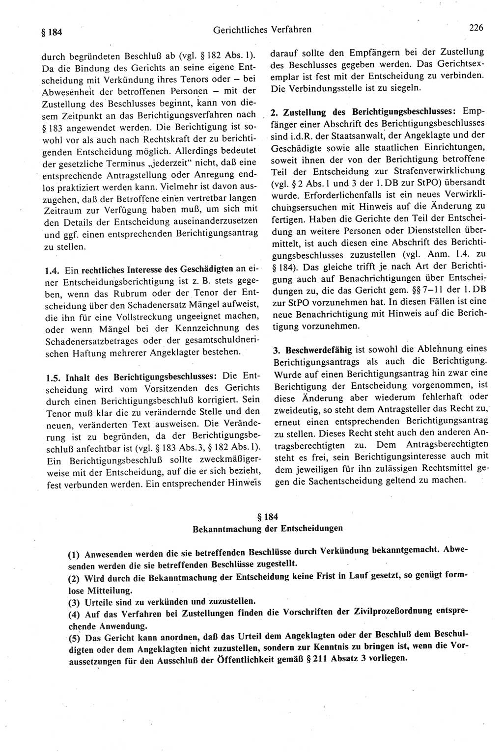 Strafprozeßrecht der DDR (Deutsche Demokratische Republik), Kommentar zur Strafprozeßordnung (StPO) 1989, Seite 226 (Strafprozeßr. DDR Komm. StPO 1989, S. 226)