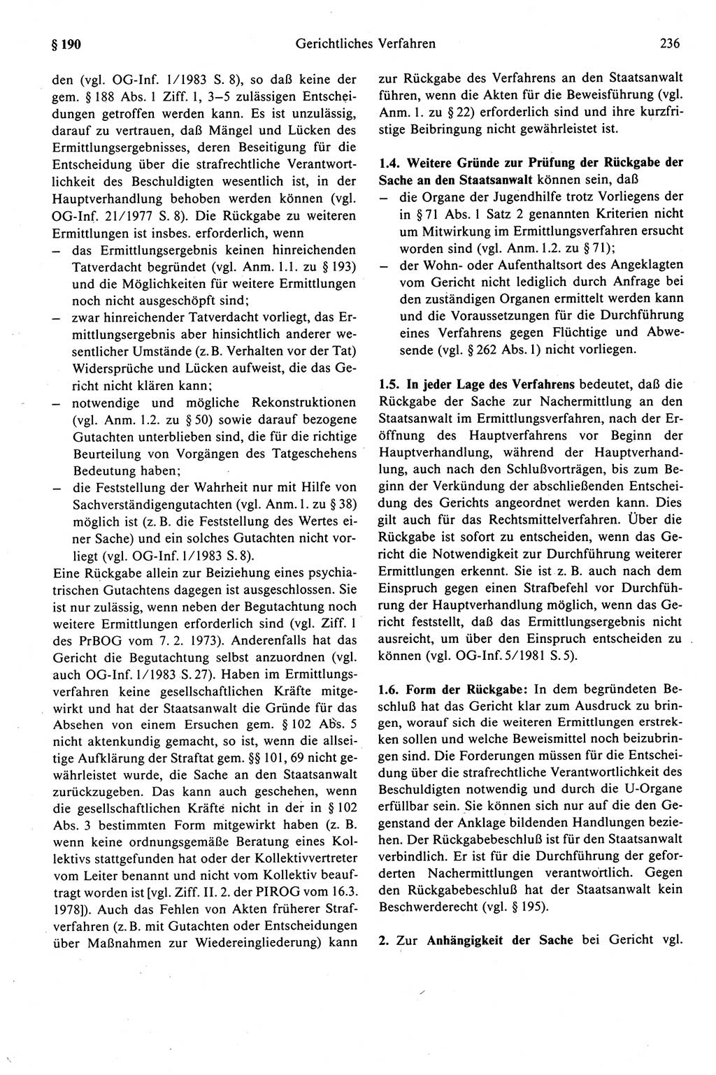 Strafprozeßrecht der DDR (Deutsche Demokratische Republik), Kommentar zur Strafprozeßordnung (StPO) 1989, Seite 236 (Strafprozeßr. DDR Komm. StPO 1989, S. 236)
