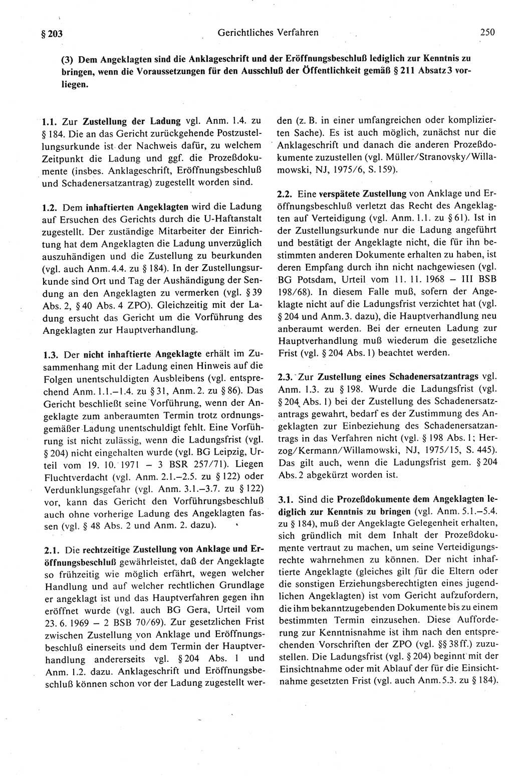 Strafprozeßrecht der DDR (Deutsche Demokratische Republik), Kommentar zur Strafprozeßordnung (StPO) 1989, Seite 250 (Strafprozeßr. DDR Komm. StPO 1989, S. 250)