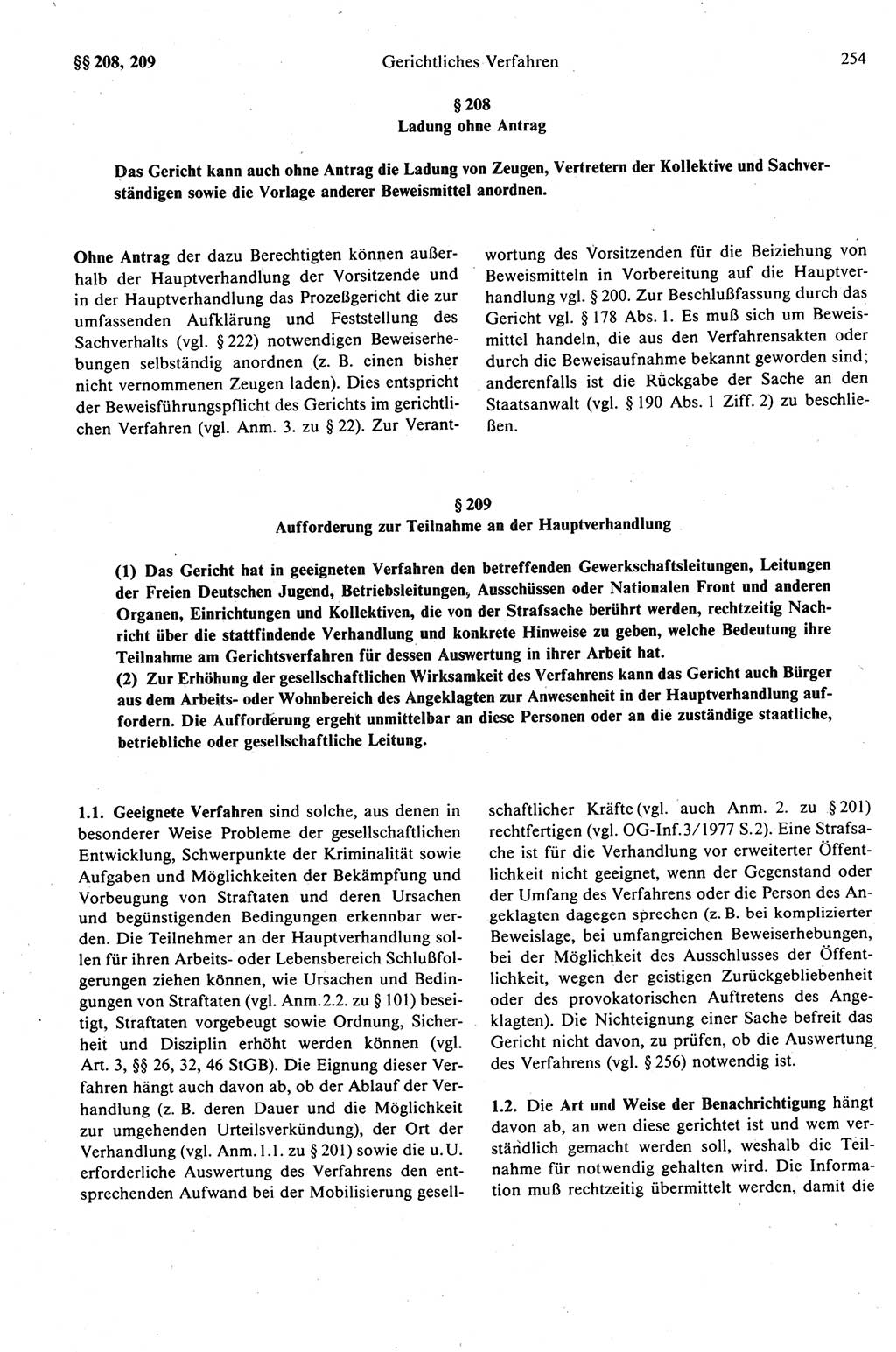 Strafprozeßrecht der DDR (Deutsche Demokratische Republik), Kommentar zur Strafprozeßordnung (StPO) 1989, Seite 254 (Strafprozeßr. DDR Komm. StPO 1989, S. 254)
