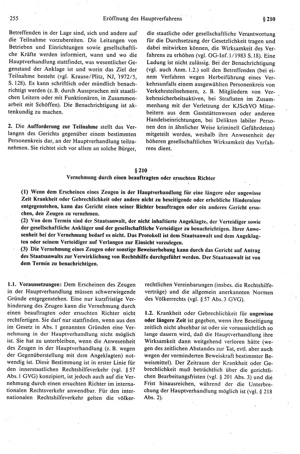 Strafprozeßrecht der DDR (Deutsche Demokratische Republik), Kommentar zur Strafprozeßordnung (StPO) 1989, Seite 255 (Strafprozeßr. DDR Komm. StPO 1989, S. 255)