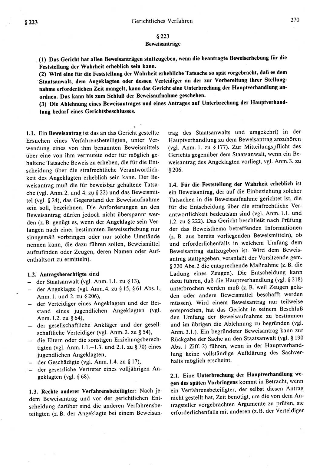 Strafprozeßrecht der DDR (Deutsche Demokratische Republik), Kommentar zur Strafprozeßordnung (StPO) 1989, Seite 270 (Strafprozeßr. DDR Komm. StPO 1989, S. 270)