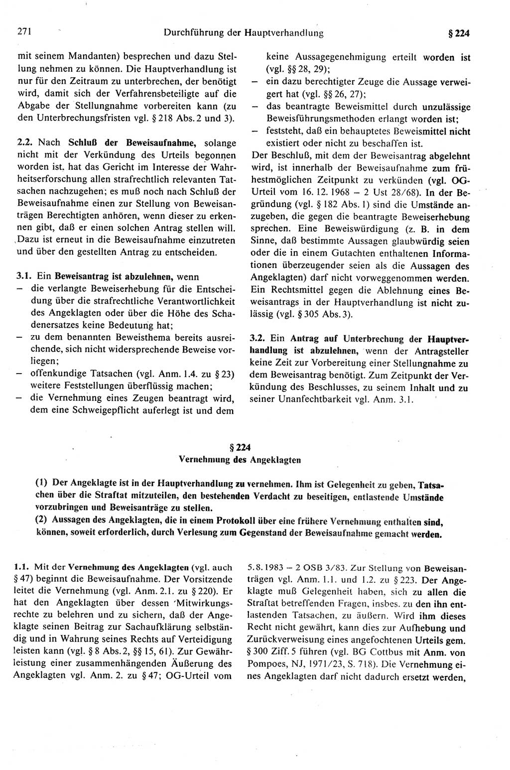 Strafprozeßrecht der DDR (Deutsche Demokratische Republik), Kommentar zur Strafprozeßordnung (StPO) 1989, Seite 271 (Strafprozeßr. DDR Komm. StPO 1989, S. 271)