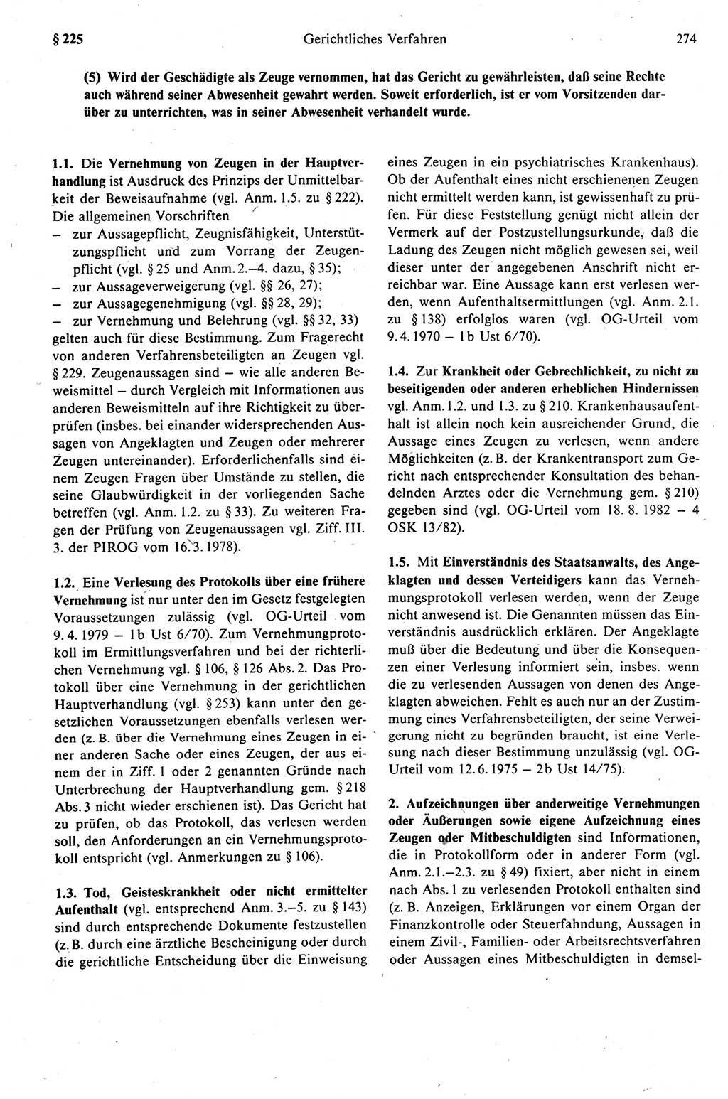 Strafprozeßrecht der DDR (Deutsche Demokratische Republik), Kommentar zur Strafprozeßordnung (StPO) 1989, Seite 274 (Strafprozeßr. DDR Komm. StPO 1989, S. 274)