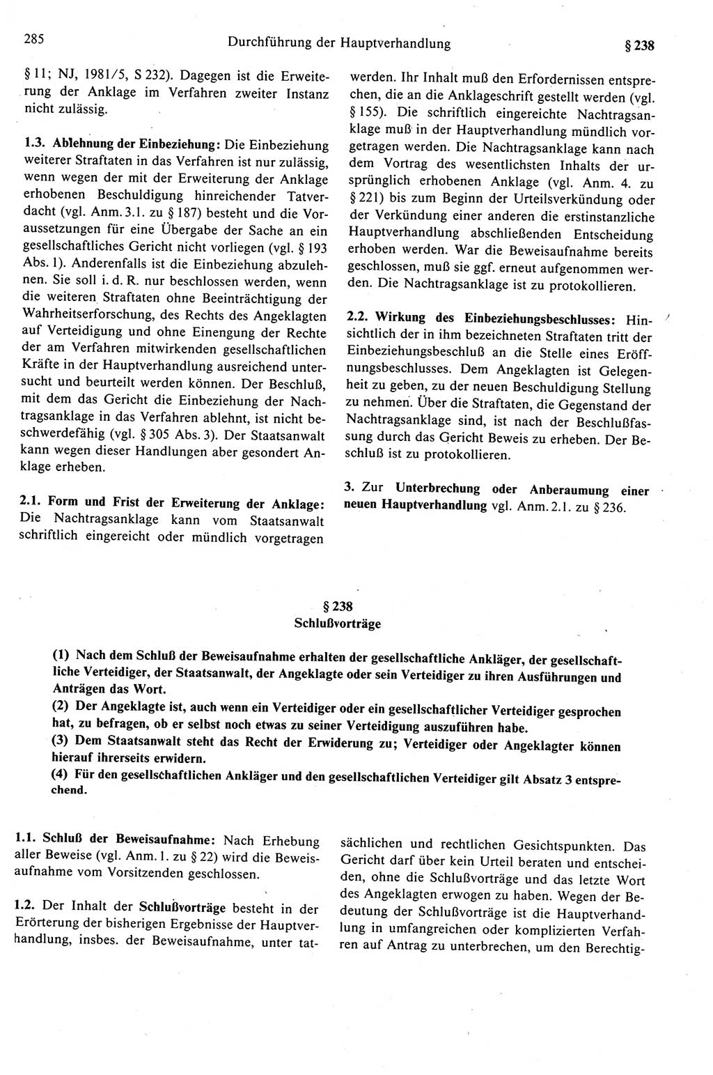 Strafprozeßrecht der DDR (Deutsche Demokratische Republik), Kommentar zur Strafprozeßordnung (StPO) 1989, Seite 285 (Strafprozeßr. DDR Komm. StPO 1989, S. 285)