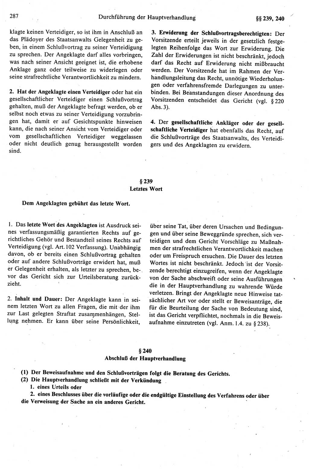 Strafprozeßrecht der DDR (Deutsche Demokratische Republik), Kommentar zur Strafprozeßordnung (StPO) 1989, Seite 287 (Strafprozeßr. DDR Komm. StPO 1989, S. 287)