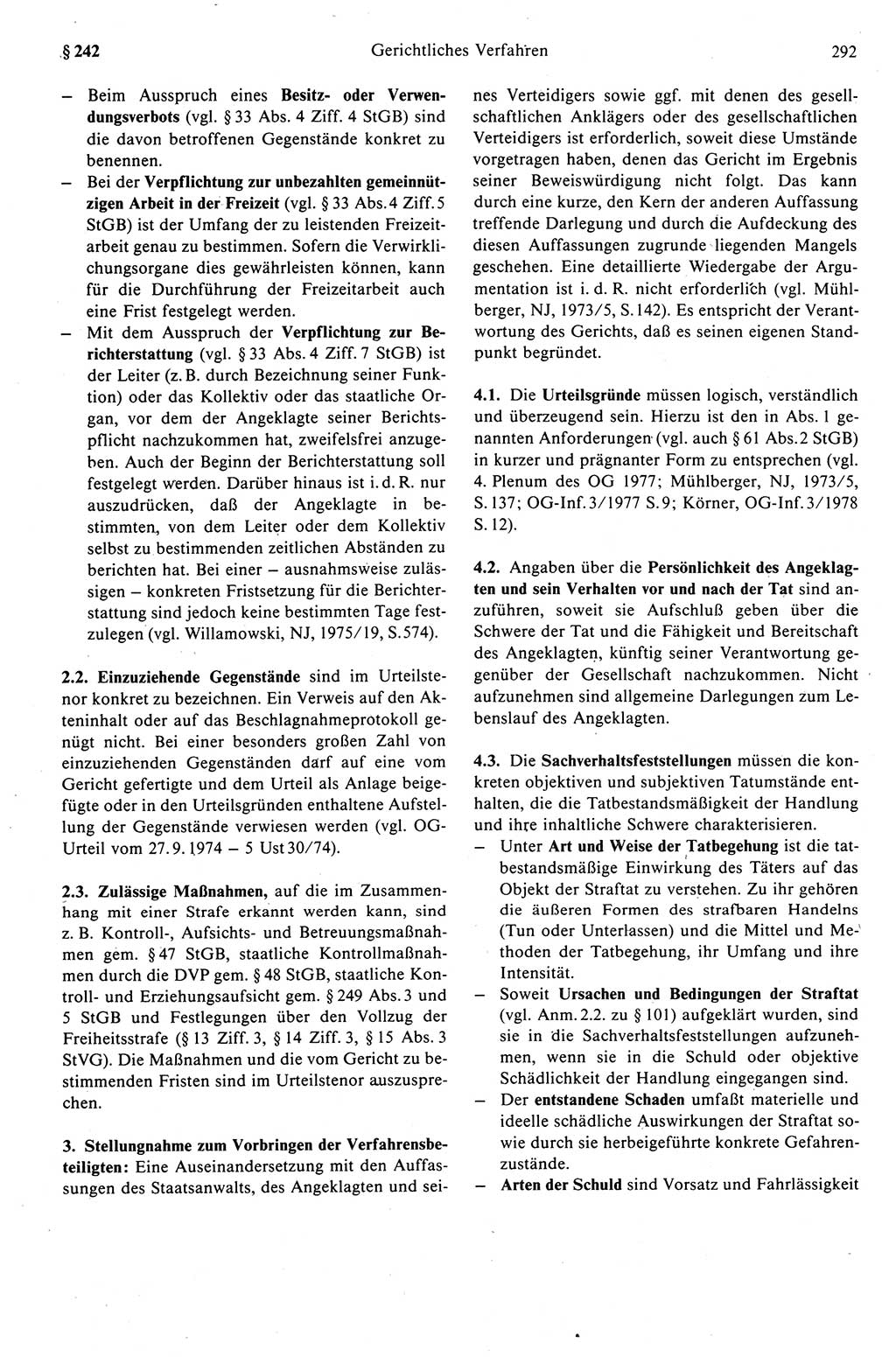 Strafprozeßrecht der DDR (Deutsche Demokratische Republik), Kommentar zur Strafprozeßordnung (StPO) 1989, Seite 292 (Strafprozeßr. DDR Komm. StPO 1989, S. 292)