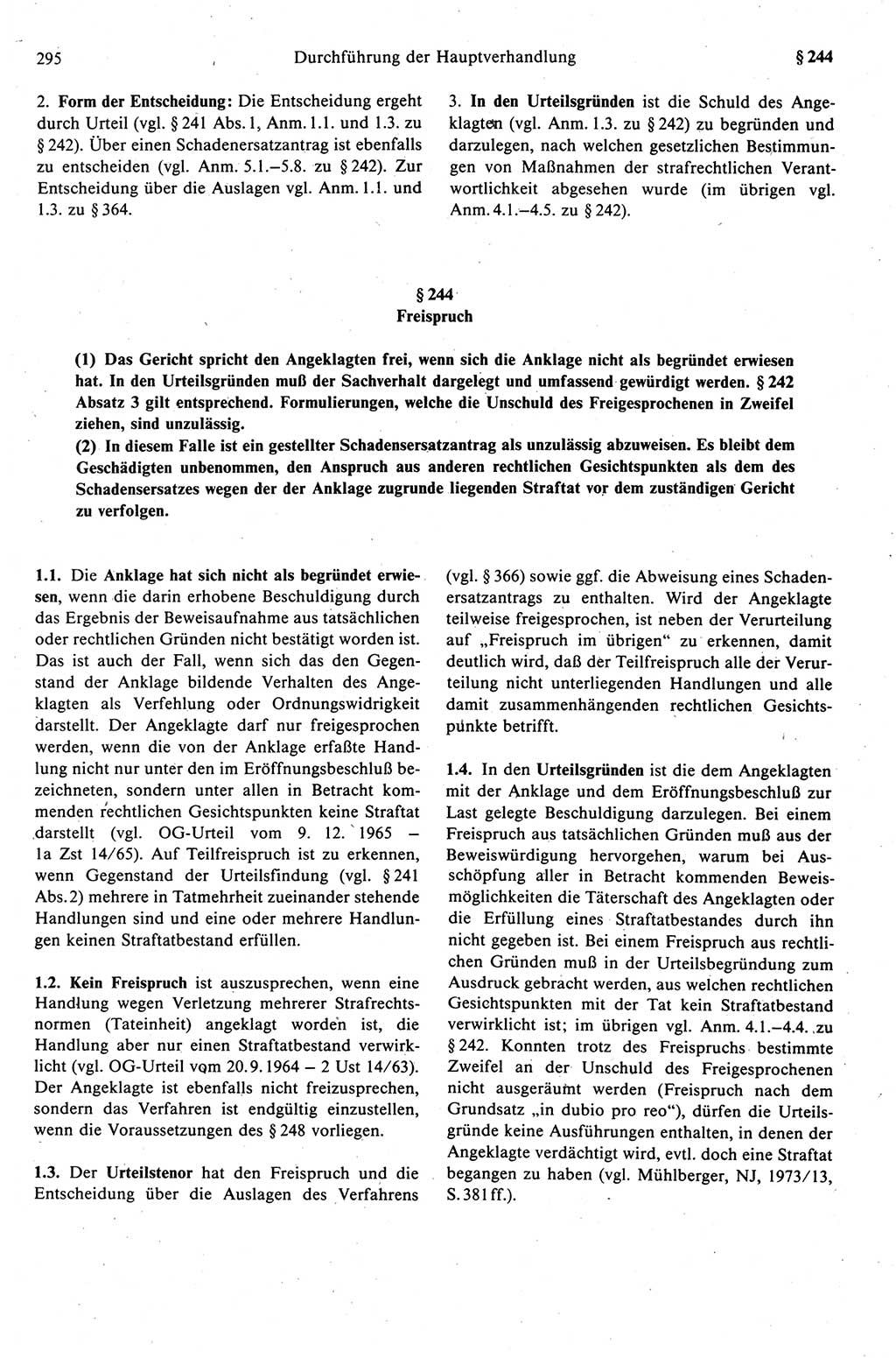 Strafprozeßrecht der DDR (Deutsche Demokratische Republik), Kommentar zur Strafprozeßordnung (StPO) 1989, Seite 295 (Strafprozeßr. DDR Komm. StPO 1989, S. 295)
