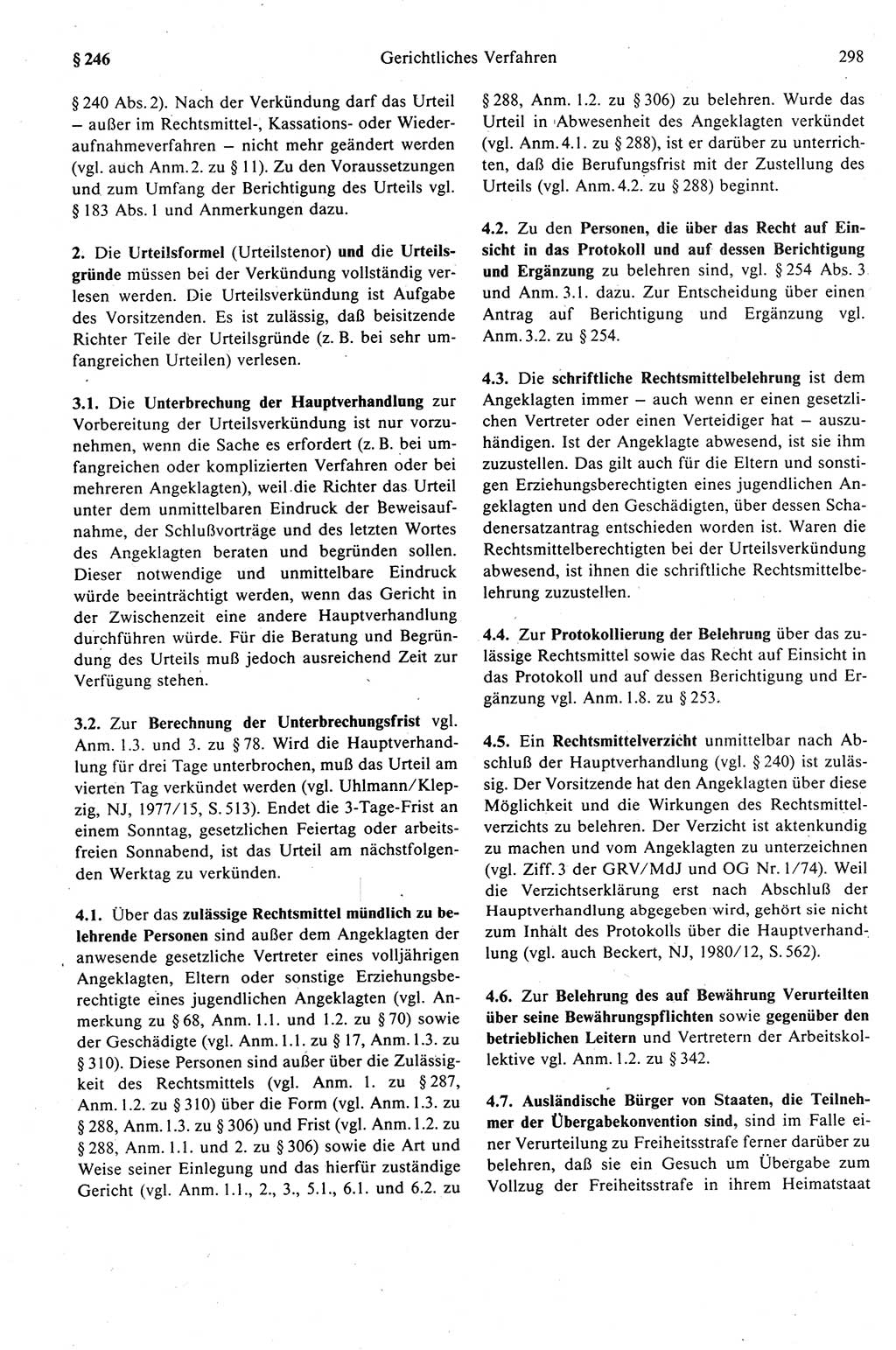 Strafprozeßrecht der DDR (Deutsche Demokratische Republik), Kommentar zur Strafprozeßordnung (StPO) 1989, Seite 298 (Strafprozeßr. DDR Komm. StPO 1989, S. 298)