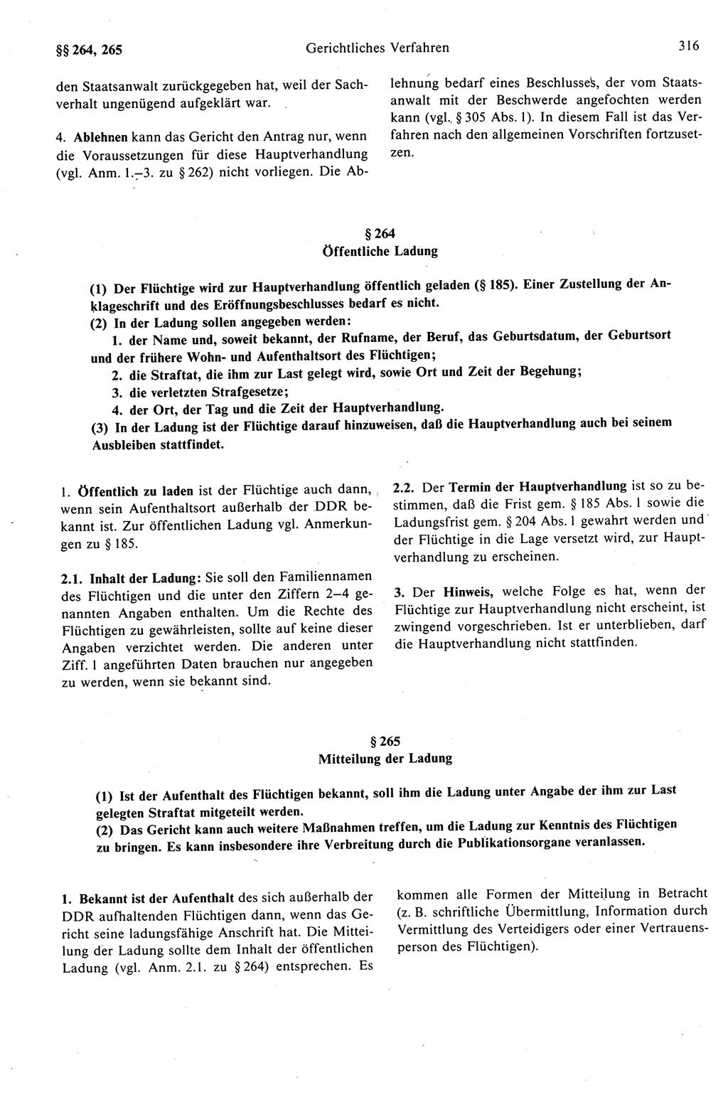 Strafprozeßrecht der DDR (Deutsche Demokratische Republik), Kommentar zur Strafprozeßordnung (StPO) 1989, Seite 316 (Strafprozeßr. DDR Komm. StPO 1989, S. 316)