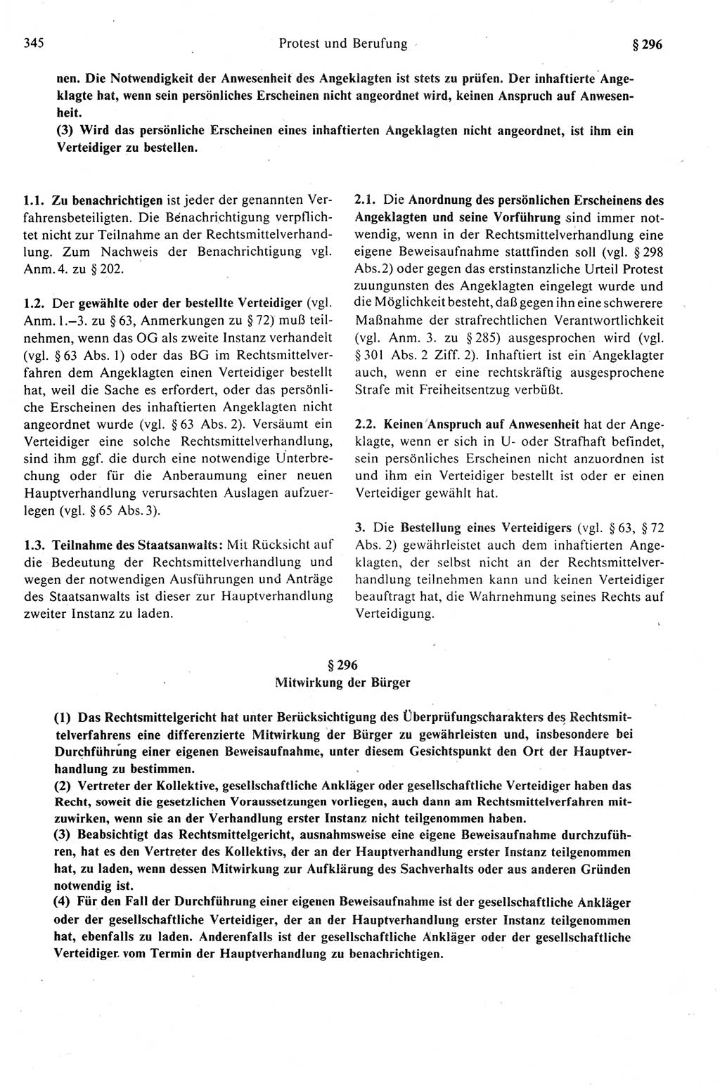Strafprozeßrecht der DDR (Deutsche Demokratische Republik), Kommentar zur Strafprozeßordnung (StPO) 1989, Seite 345 (Strafprozeßr. DDR Komm. StPO 1989, S. 345)