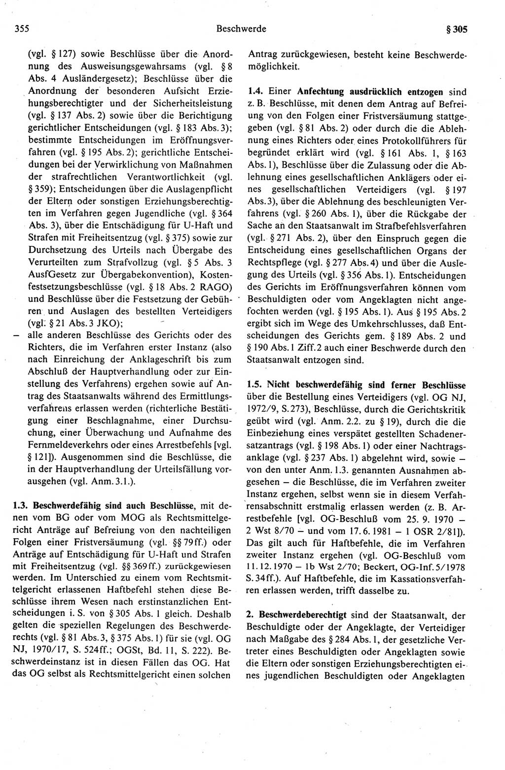 Strafprozeßrecht der DDR (Deutsche Demokratische Republik), Kommentar zur Strafprozeßordnung (StPO) 1989, Seite 355 (Strafprozeßr. DDR Komm. StPO 1989, S. 355)