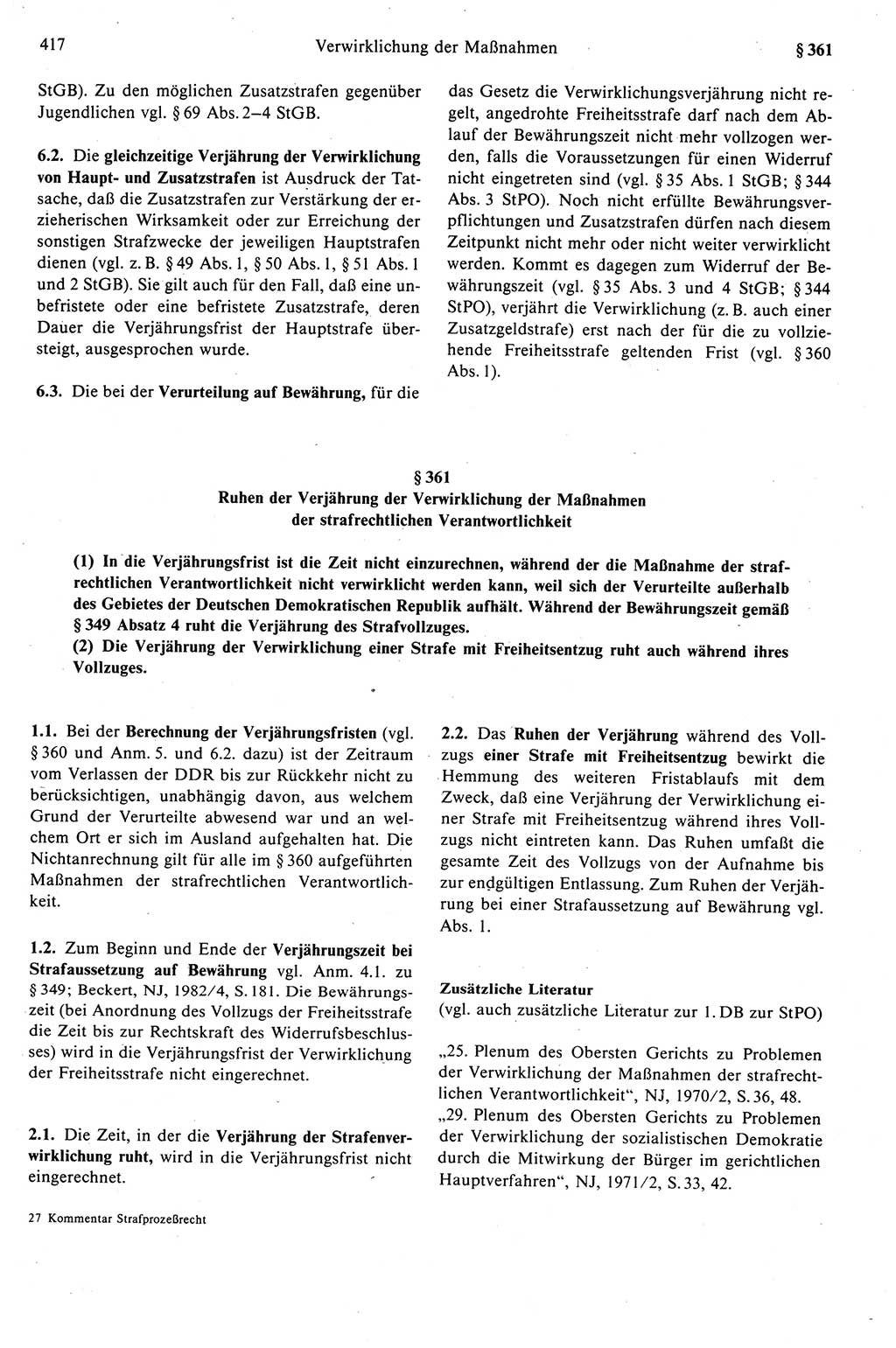 Strafprozeßrecht der DDR (Deutsche Demokratische Republik), Kommentar zur Strafprozeßordnung (StPO) 1989, Seite 417 (Strafprozeßr. DDR Komm. StPO 1989, S. 417)