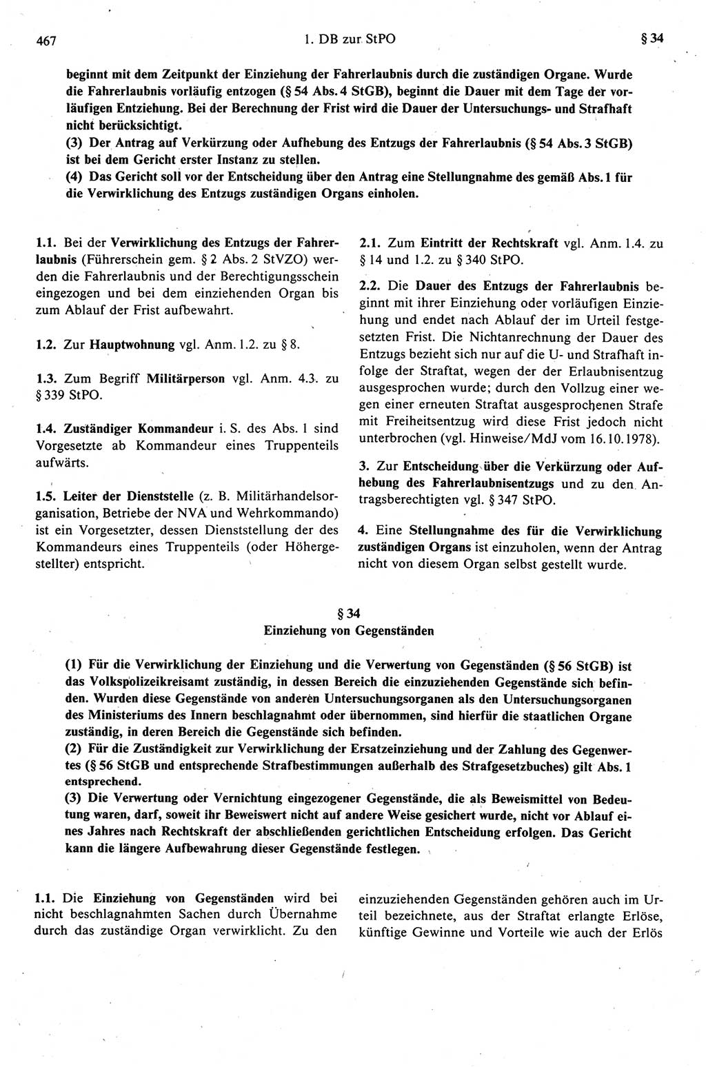 Strafprozeßrecht der DDR (Deutsche Demokratische Republik), Kommentar zur Strafprozeßordnung (StPO) 1989, Seite 467 (Strafprozeßr. DDR Komm. StPO 1989, S. 467)