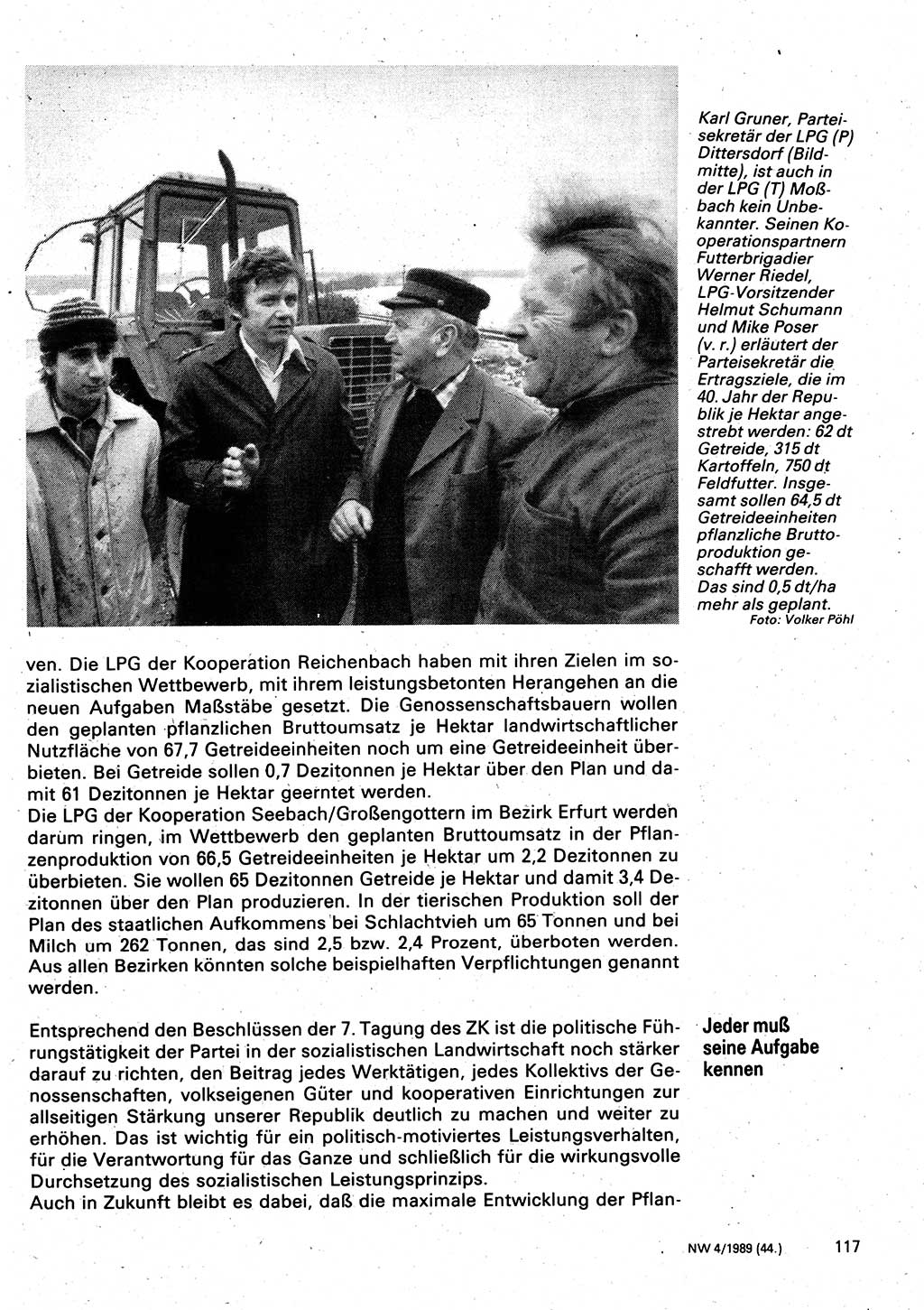 Neuer Weg (NW), Organ des Zentralkomitees (ZK) der SED (Sozialistische Einheitspartei Deutschlands) für Fragen des Parteilebens, 44. Jahrgang [Deutsche Demokratische Republik (DDR)] 1989, Seite 117 (NW ZK SED DDR 1989, S. 117)