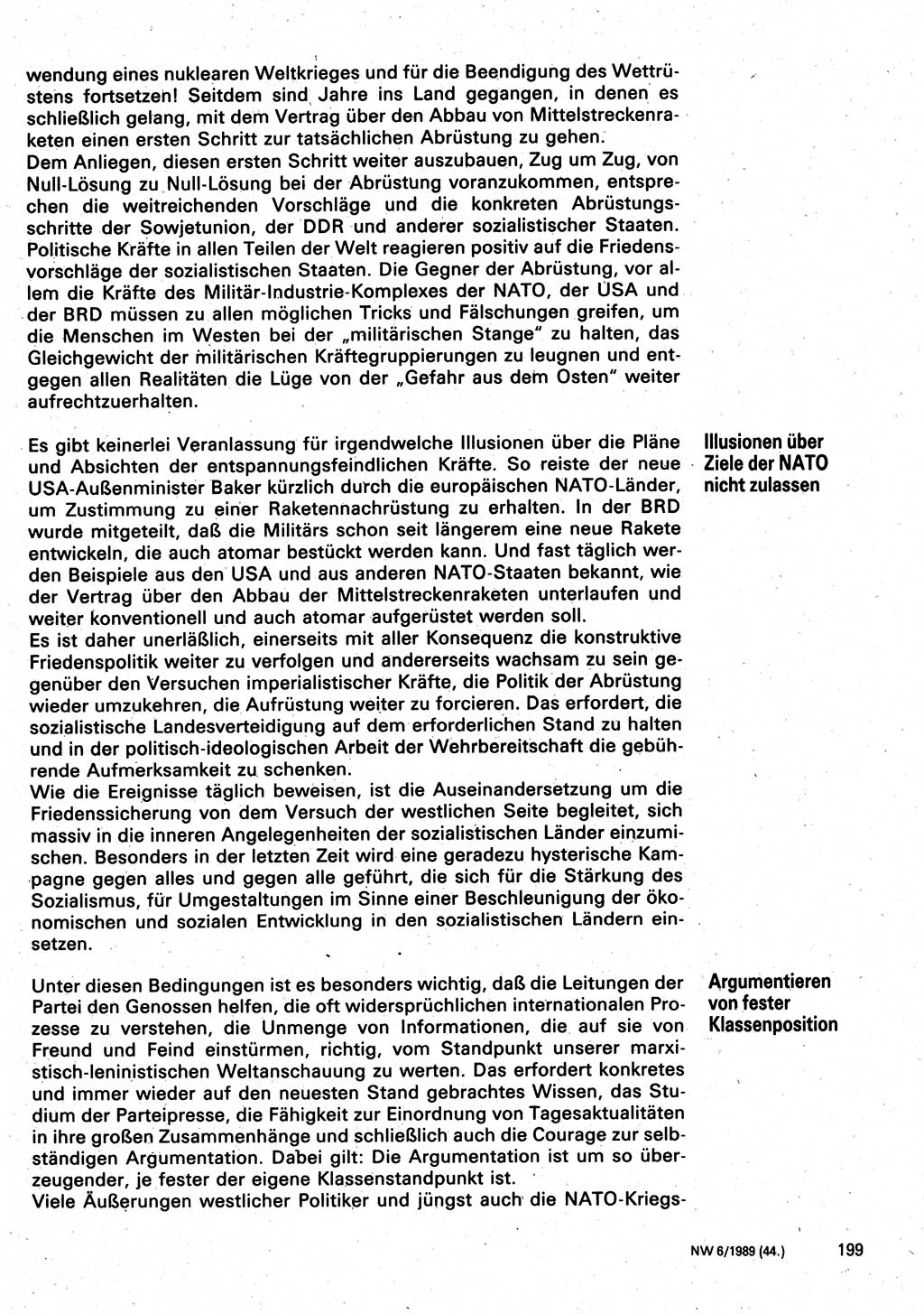 Neuer Weg (NW), Organ des Zentralkomitees (ZK) der SED (Sozialistische Einheitspartei Deutschlands) für Fragen des Parteilebens, 44. Jahrgang [Deutsche Demokratische Republik (DDR)] 1989, Seite 199 (NW ZK SED DDR 1989, S. 199)