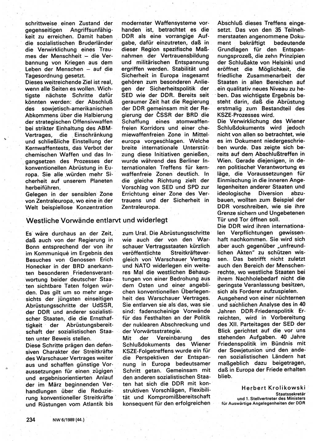 Neuer Weg (NW), Organ des Zentralkomitees (ZK) der SED (Sozialistische Einheitspartei Deutschlands) für Fragen des Parteilebens, 44. Jahrgang [Deutsche Demokratische Republik (DDR)] 1989, Seite 234 (NW ZK SED DDR 1989, S. 234)