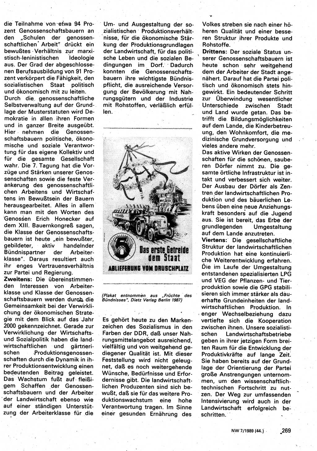 Neuer Weg (NW), Organ des Zentralkomitees (ZK) der SED (Sozialistische Einheitspartei Deutschlands) für Fragen des Parteilebens, 44. Jahrgang [Deutsche Demokratische Republik (DDR)] 1989, Seite 269 (NW ZK SED DDR 1989, S. 269)
