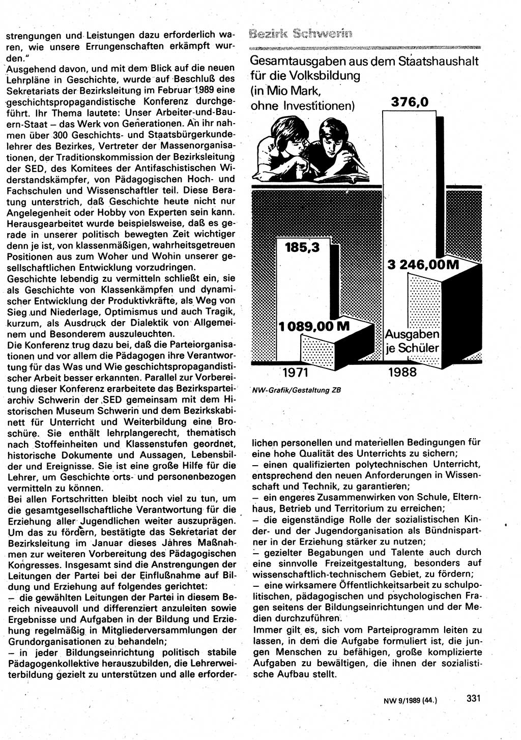 Neuer Weg (NW), Organ des Zentralkomitees (ZK) der SED (Sozialistische Einheitspartei Deutschlands) für Fragen des Parteilebens, 44. Jahrgang [Deutsche Demokratische Republik (DDR)] 1989, Seite 331 (NW ZK SED DDR 1989, S. 331)