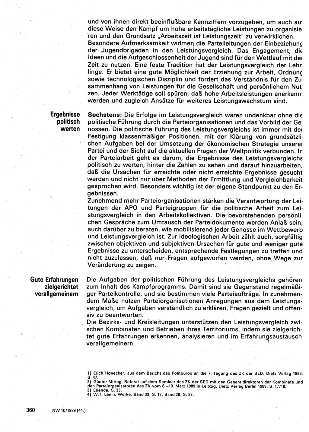 Neuer Weg (NW), Organ des Zentralkomitees (ZK) der SED (Sozialistische Einheitspartei Deutschlands) für Fragen des Parteilebens, 44. Jahrgang [Deutsche Demokratische Republik (DDR)] 1989, Seite 360 (NW ZK SED DDR 1989, S. 360)