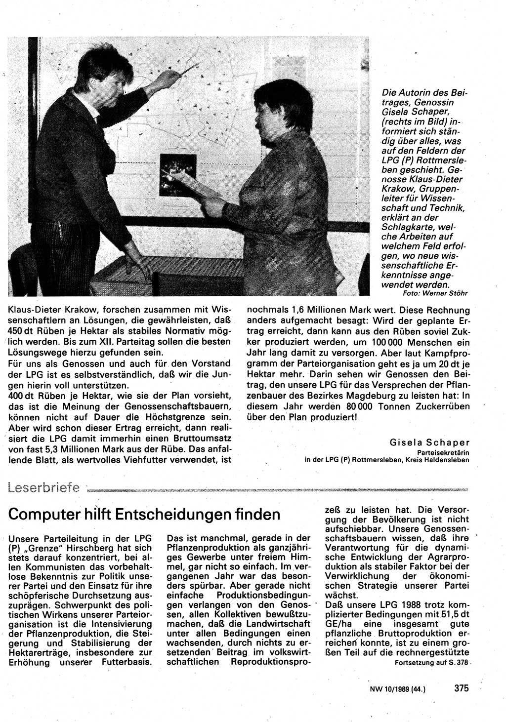 Neuer Weg (NW), Organ des Zentralkomitees (ZK) der SED (Sozialistische Einheitspartei Deutschlands) für Fragen des Parteilebens, 44. Jahrgang [Deutsche Demokratische Republik (DDR)] 1989, Seite 375 (NW ZK SED DDR 1989, S. 375)