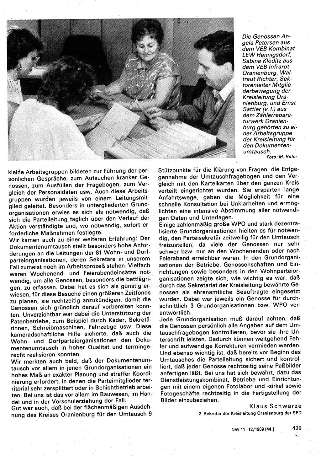 Neuer Weg (NW), Organ des Zentralkomitees (ZK) der SED (Sozialistische Einheitspartei Deutschlands) für Fragen des Parteilebens, 44. Jahrgang [Deutsche Demokratische Republik (DDR)] 1989, Seite 429 (NW ZK SED DDR 1989, S. 429)