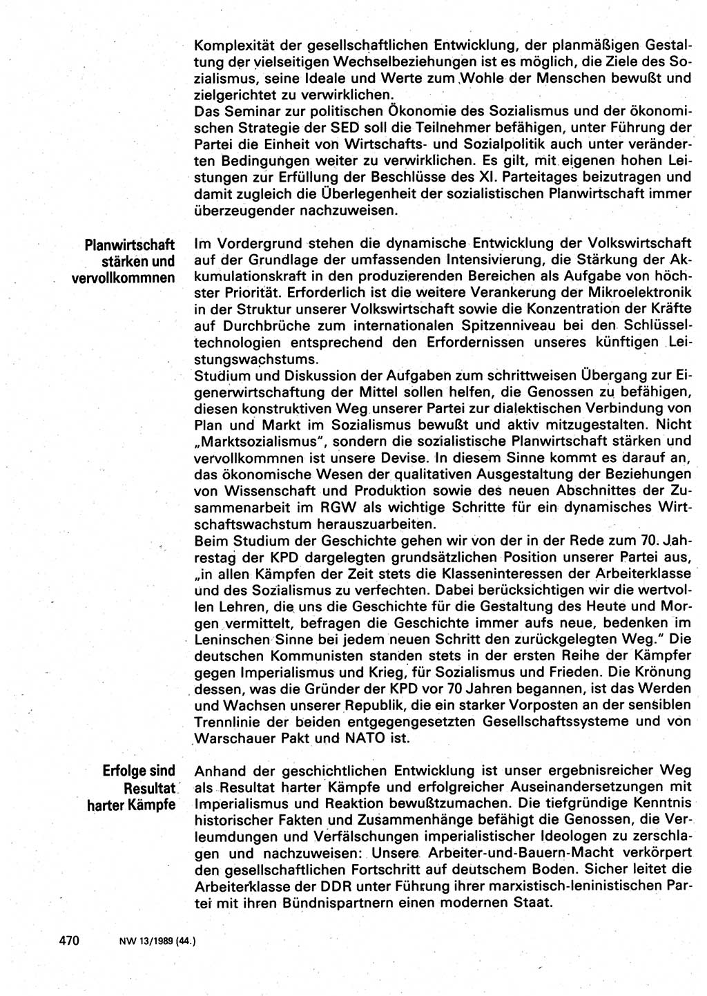 Neuer Weg (NW), Organ des Zentralkomitees (ZK) der SED (Sozialistische Einheitspartei Deutschlands) für Fragen des Parteilebens, 44. Jahrgang [Deutsche Demokratische Republik (DDR)] 1989, Seite 470 (NW ZK SED DDR 1989, S. 470)