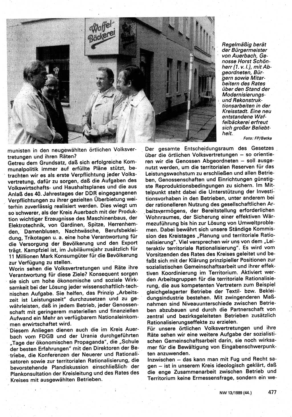 Neuer Weg (NW), Organ des Zentralkomitees (ZK) der SED (Sozialistische Einheitspartei Deutschlands) für Fragen des Parteilebens, 44. Jahrgang [Deutsche Demokratische Republik (DDR)] 1989, Seite 477 (NW ZK SED DDR 1989, S. 477)