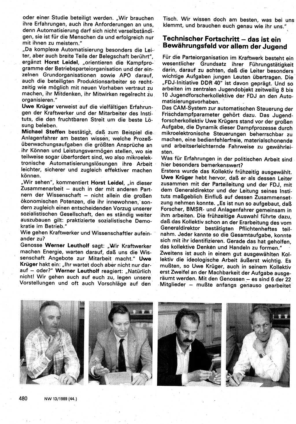 Neuer Weg (NW), Organ des Zentralkomitees (ZK) der SED (Sozialistische Einheitspartei Deutschlands) für Fragen des Parteilebens, 44. Jahrgang [Deutsche Demokratische Republik (DDR)] 1989, Seite 480 (NW ZK SED DDR 1989, S. 480)