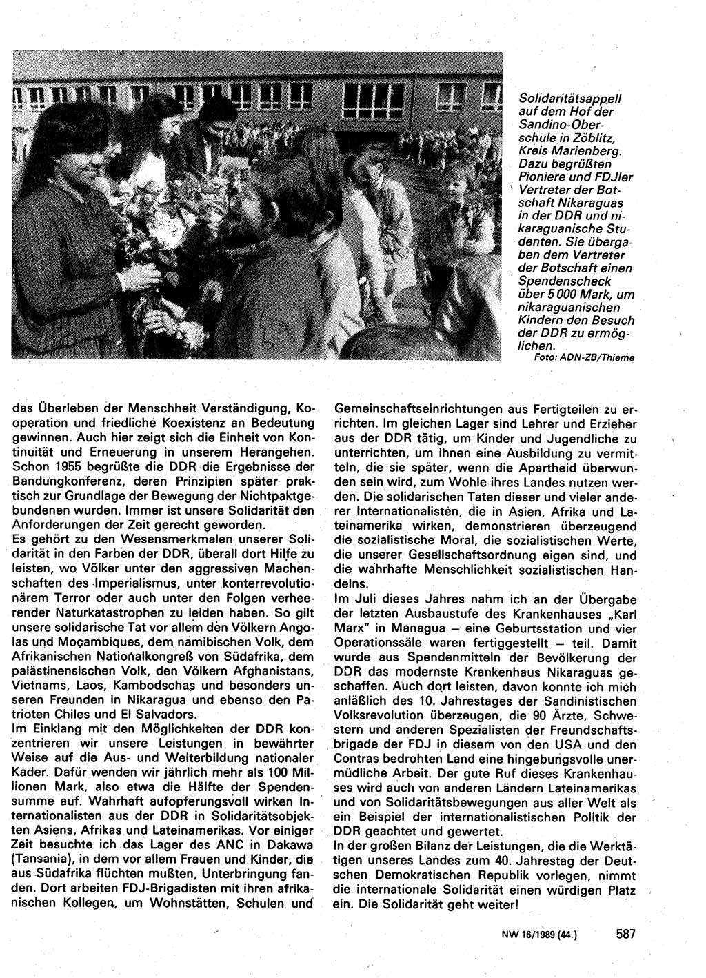 Neuer Weg (NW), Organ des Zentralkomitees (ZK) der SED (Sozialistische Einheitspartei Deutschlands) für Fragen des Parteilebens, 44. Jahrgang [Deutsche Demokratische Republik (DDR)] 1989, Seite 587 (NW ZK SED DDR 1989, S. 587)