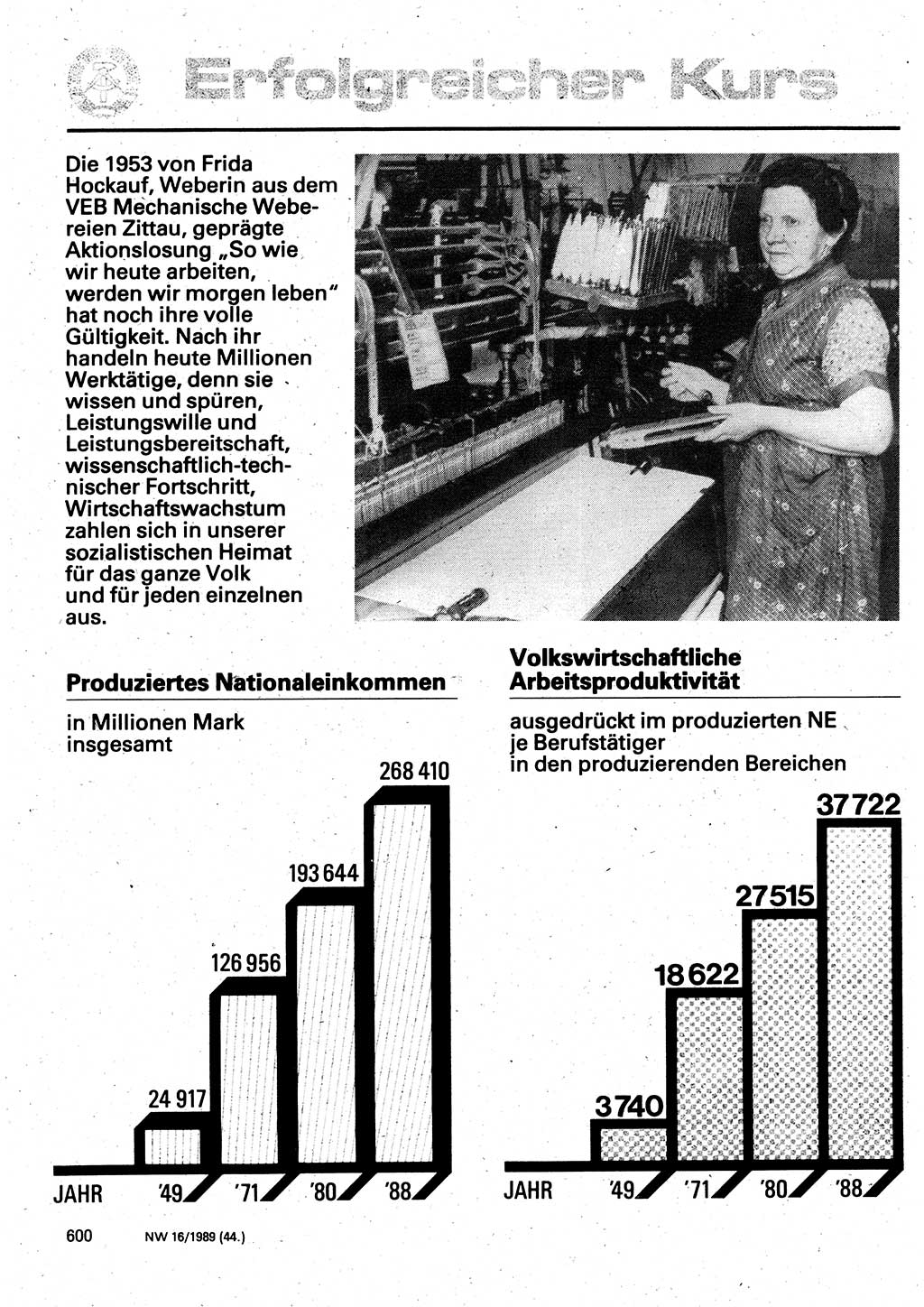 Neuer Weg (NW), Organ des Zentralkomitees (ZK) der SED (Sozialistische Einheitspartei Deutschlands) für Fragen des Parteilebens, 44. Jahrgang [Deutsche Demokratische Republik (DDR)] 1989, Seite 600 (NW ZK SED DDR 1989, S. 600)