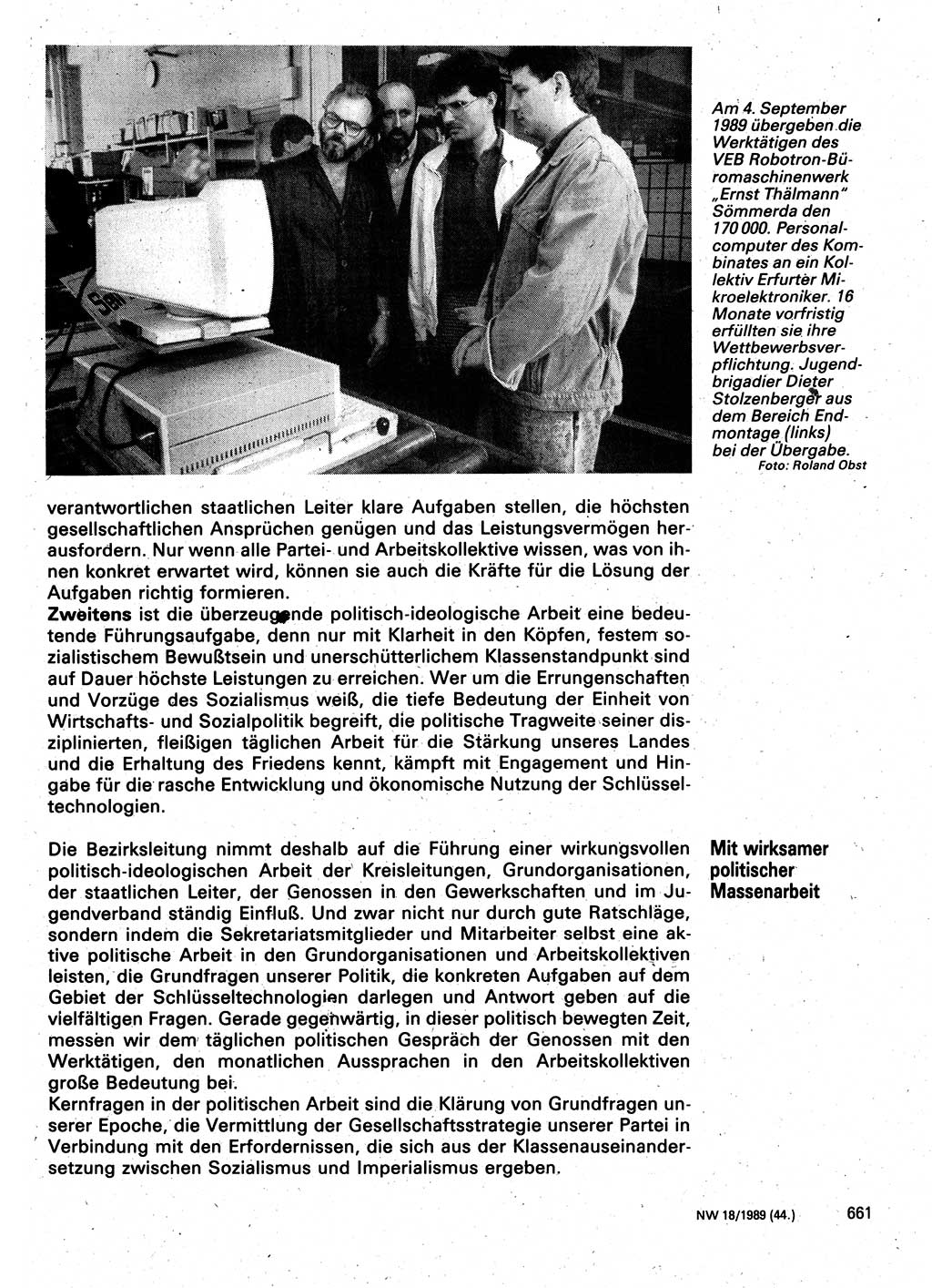 Neuer Weg (NW), Organ des Zentralkomitees (ZK) der SED (Sozialistische Einheitspartei Deutschlands) für Fragen des Parteilebens, 44. Jahrgang [Deutsche Demokratische Republik (DDR)] 1989, Seite 661 (NW ZK SED DDR 1989, S. 661)
