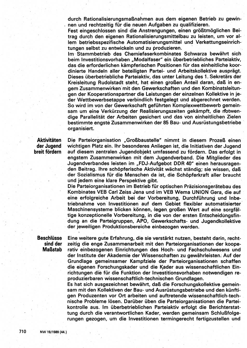 Neuer Weg (NW), Organ des Zentralkomitees (ZK) der SED (Sozialistische Einheitspartei Deutschlands) für Fragen des Parteilebens, 44. Jahrgang [Deutsche Demokratische Republik (DDR)] 1989, Seite 710 (NW ZK SED DDR 1989, S. 710)
