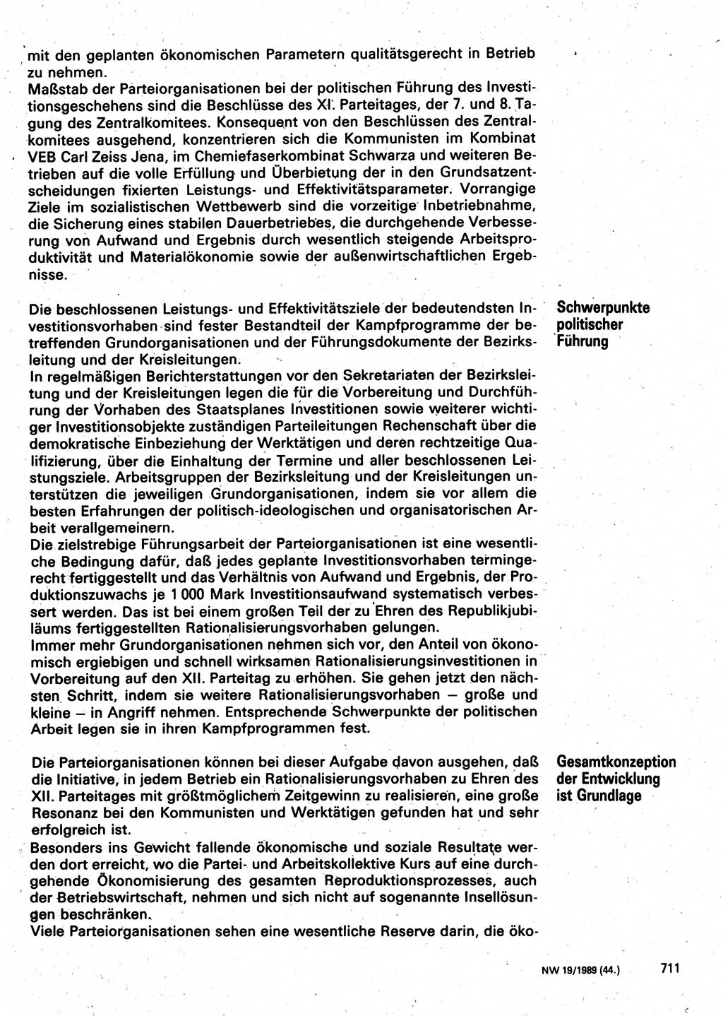 Neuer Weg (NW), Organ des Zentralkomitees (ZK) der SED (Sozialistische Einheitspartei Deutschlands) für Fragen des Parteilebens, 44. Jahrgang [Deutsche Demokratische Republik (DDR)] 1989, Seite 711 (NW ZK SED DDR 1989, S. 711)