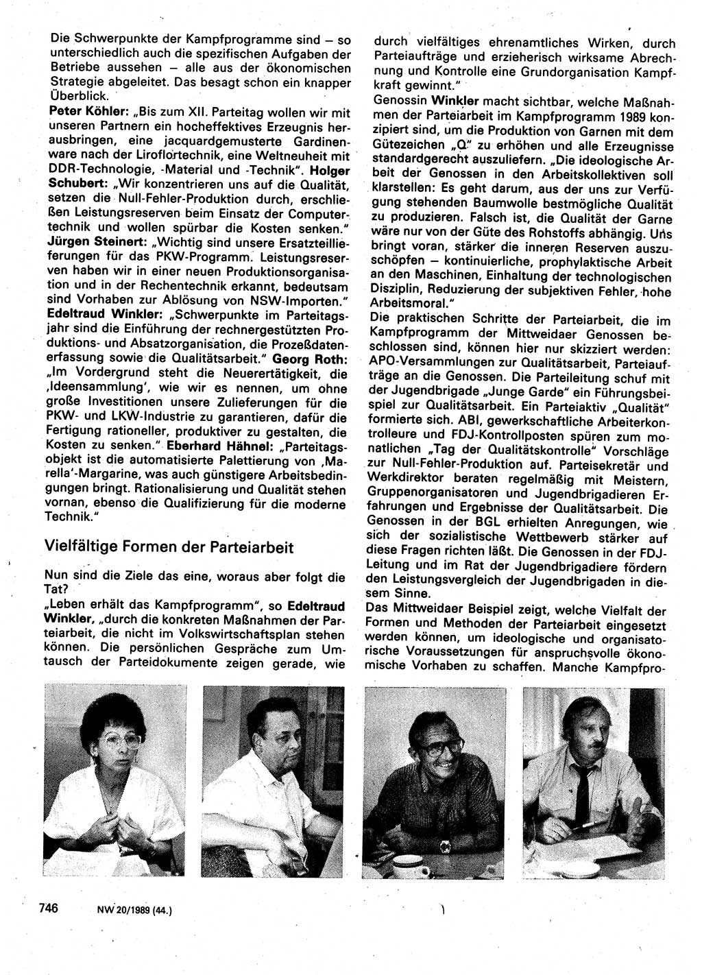 Neuer Weg (NW), Organ des Zentralkomitees (ZK) der SED (Sozialistische Einheitspartei Deutschlands) für Fragen des Parteilebens, 44. Jahrgang [Deutsche Demokratische Republik (DDR)] 1989, Seite 746 (NW ZK SED DDR 1989, S. 746)