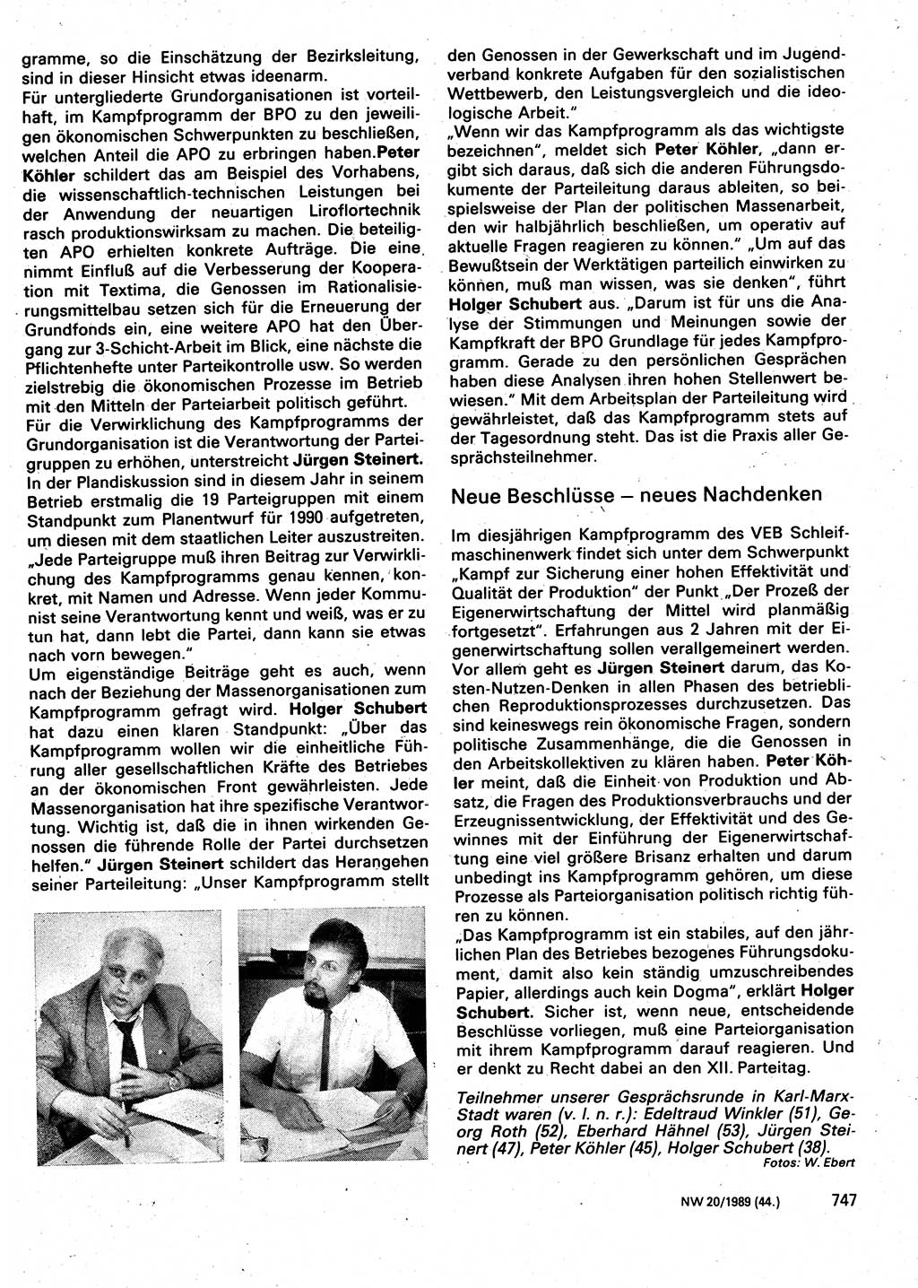 Neuer Weg (NW), Organ des Zentralkomitees (ZK) der SED (Sozialistische Einheitspartei Deutschlands) für Fragen des Parteilebens, 44. Jahrgang [Deutsche Demokratische Republik (DDR)] 1989, Seite 747 (NW ZK SED DDR 1989, S. 747)