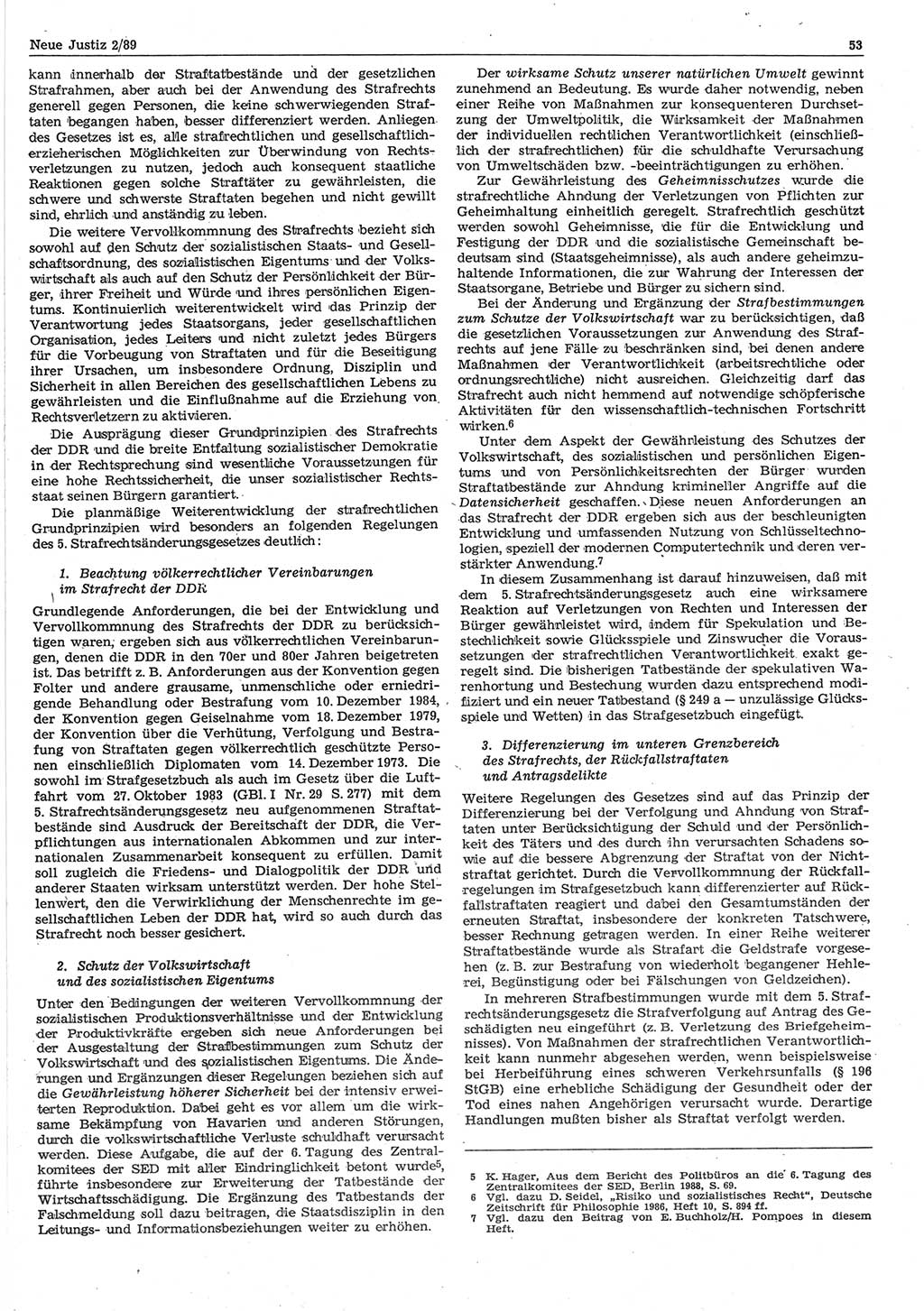 Neue Justiz (NJ), Zeitschrift für sozialistisches Recht und Gesetzlichkeit [Deutsche Demokratische Republik (DDR)], 43. Jahrgang 1989, Seite 53 (NJ DDR 1989, S. 53)