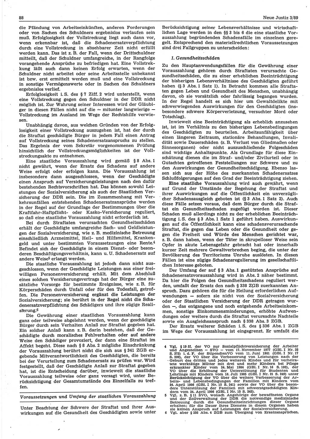 Neue Justiz (NJ), Zeitschrift für sozialistisches Recht und Gesetzlichkeit [Deutsche Demokratische Republik (DDR)], 43. Jahrgang 1989, Seite 88 (NJ DDR 1989, S. 88)