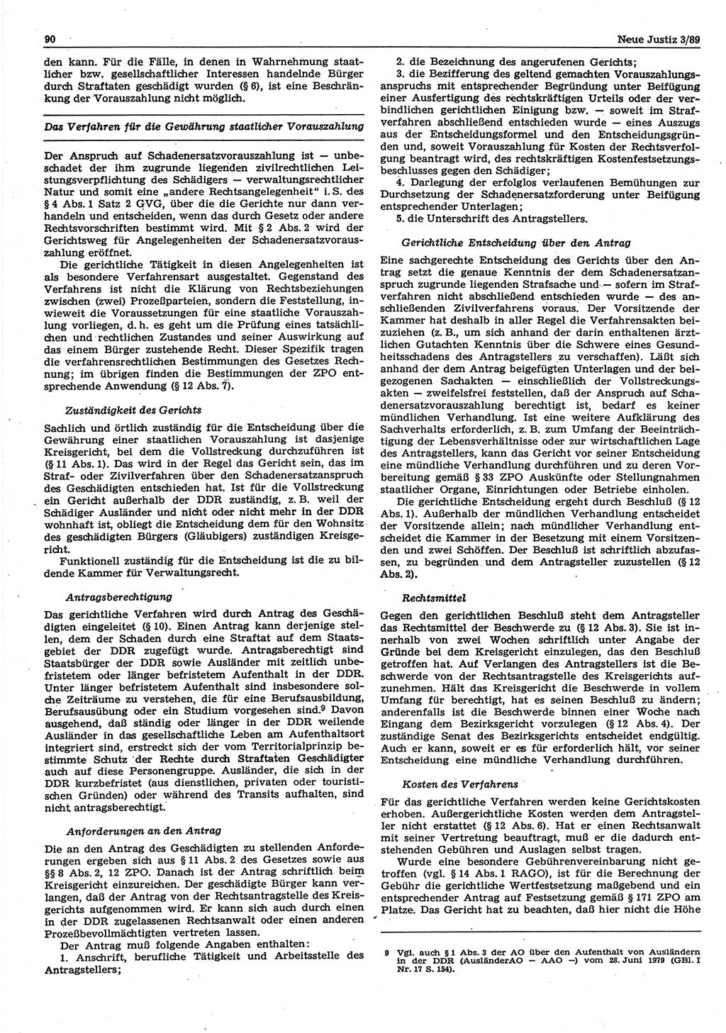 Neue Justiz (NJ), Zeitschrift für sozialistisches Recht und Gesetzlichkeit [Deutsche Demokratische Republik (DDR)], 43. Jahrgang 1989, Seite 90 (NJ DDR 1989, S. 90)
