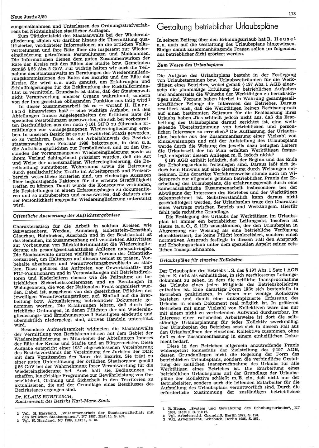 Neue Justiz (NJ), Zeitschrift für sozialistisches Recht und Gesetzlichkeit [Deutsche Demokratische Republik (DDR)], 43. Jahrgang 1989, Seite 113 (NJ DDR 1989, S. 113)